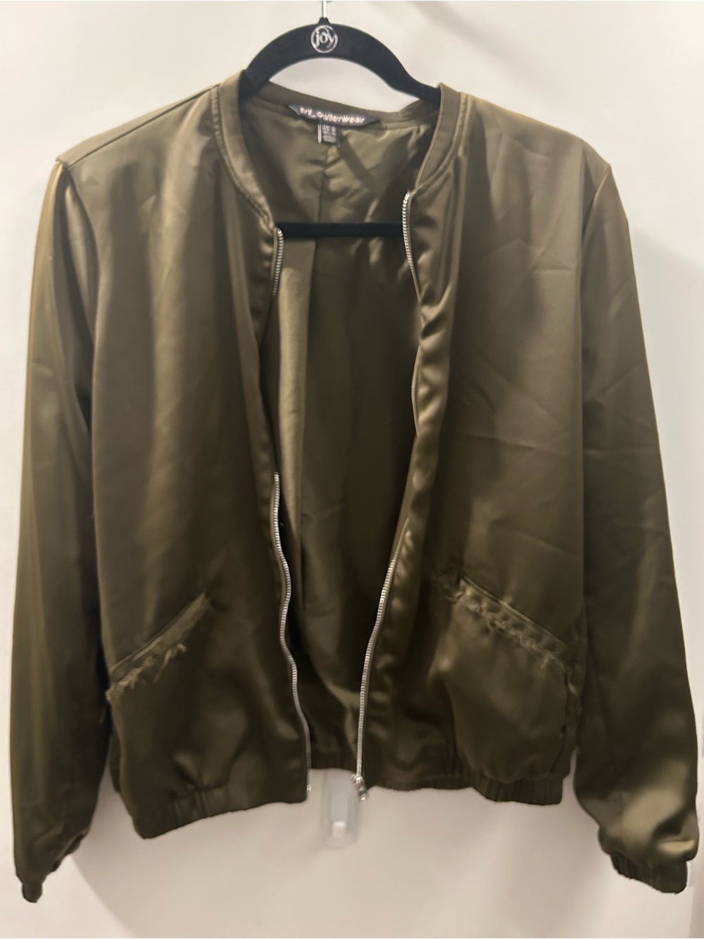 Zara Olive Green Satin Bomber Jacket